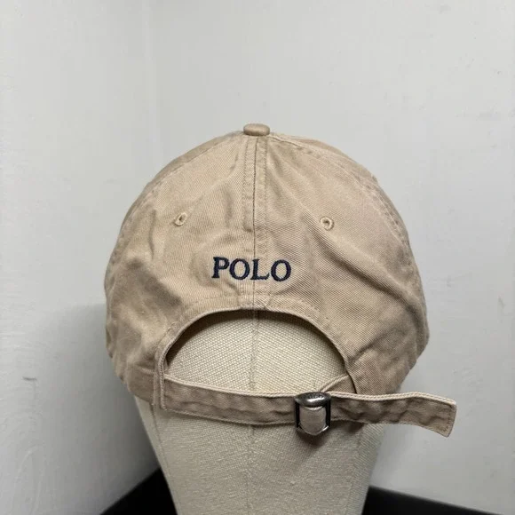 Polo Ralph Lauren Beige Cotton Chino Baseball Cap Hat OSFM Adjustable Pony - Picture 3 of 7
